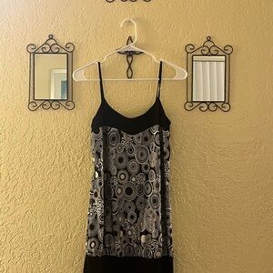 Elegant Black and White Patterned Mini Dress